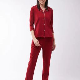Miss Chase Maroon Cotton Shirt With Pyjamas-picture-29