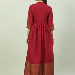 Biba Maroon Woven Pattern Straight Kurta image 2