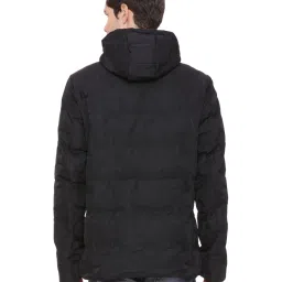 Basics Black Comfort Fit Quilted Hooded Jacket image 2
