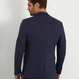 Guess Navy Blue Regular Fit Solid Blazer image 2