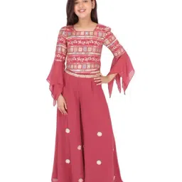 Cutecumber Kids Maroon & Green Embellished Kurta Set-image-14