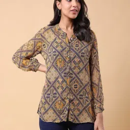 aarke Ritu Kumar Brown Printed Shirt-image-59