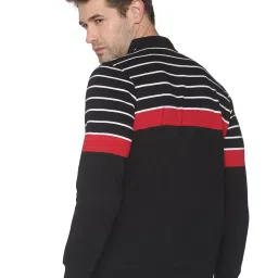 showoffff SHOWOFF Black Cotton Slim Fit Stripes Sweatshirt image 2