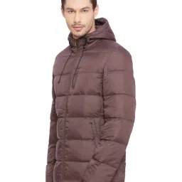 Basics Brown Comfort Fit Quilted Hooded Jacket image 3
