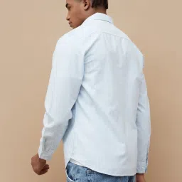 Fame Forever By Lifestyle Blue Regular Fit Striped Shirt image 2