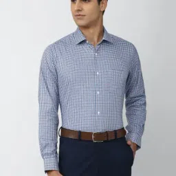 Van Heusen Blue Cotton Regular Fit Checks Shirt-picture-44