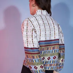 BUYNEWTREND White Cotton Printed Shirt image 2