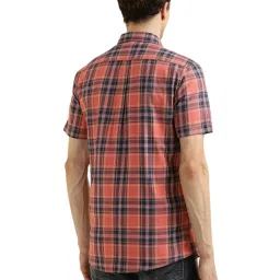 Allen Solly Peach Cotton Regular Fit Checks Shirts image 2