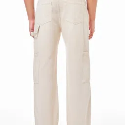 Bewakoof Beige Cotton Straight Fit Cargo Jeans image 2