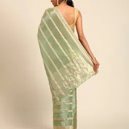 Mohey Green Zari Saree with Blouse Piece image 2