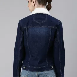 showoffff SHOWOFF Navy Regular Fit Denim Jacket image 2