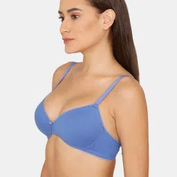 Rosaline by Zivame Amparo Blue Non Wired Padded T Shirt Bra image 3