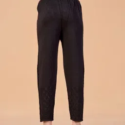 Jaipur Kurti Black Solid Woolen Pants image 2