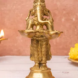 The Advitya Brass Lord Ganesha Aarti Diya Pooja Deepak image 1