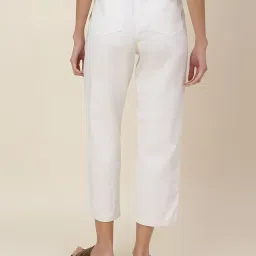 Fabindia White Cotton Mid Rise Pants image 2
