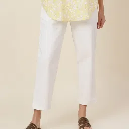 Fabindia White Cotton Mid Rise Pants image 4