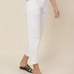 Fabindia White Cotton Mid Rise Pants image 3