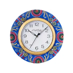 eCraftIndia Colorful Floral Papier-Mache Wooden Handcrafted Wall Clock image 2