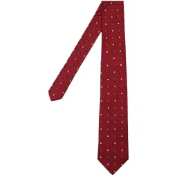 Park Avenue Maroon Embroidered Tie with Cufflinks, Pocket Square and Tie Pin image 2