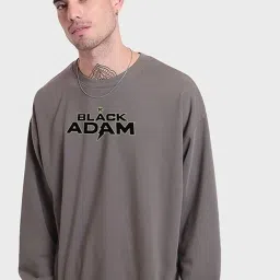 Bewakoof Grey & Black Loose Fit Graphic Print Oversized Sweatshirt image 2