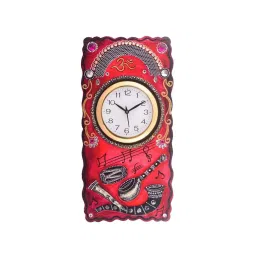 eCraftIndia Musical Instruments Embossed Colorful Wooden Handcrafted Wooden Wall Clock image 3
