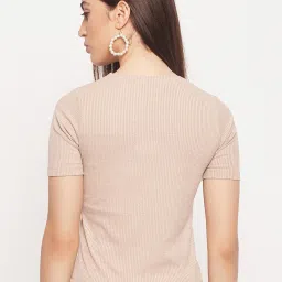 MADAME Beige Slim Fit Crop Top image 2