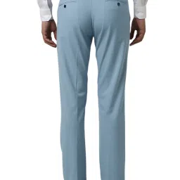 Van Heusen Blue Blended Regular Fit Solid Trousers image 2