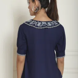 Indian Needle Navy Embroidered Shirt image 2