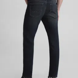 Jack & Jones Dark Blue Denim Cotton Slim Fit Distressed Jeans image 2