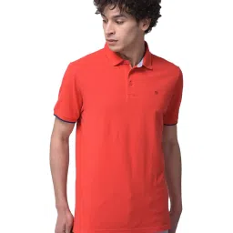 woodland Woods Poppy Red Cotton Regular Fit Polo T-Shirt image 1