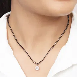 Zavya 925 Sterling Silver Solitaire Rose Gold Plated Mangalsutra for Women image 2