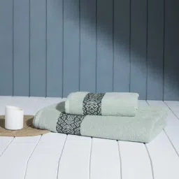 Spaces Aurum Seafoam Blue Cotton 500 GSM Bath Towel & Kitchen Towel - Set of 2 image 2