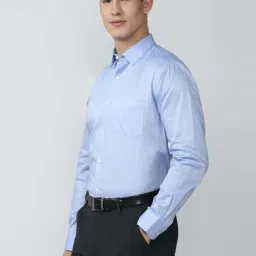 Peter England Blue Cotton Regular Fit Shirt image 3