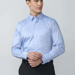 Peter England Blue Cotton Regular Fit Shirt image 1