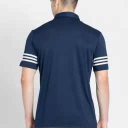 adidas Blue Regular Fit Striped Golf Polo T-Shirt image 2