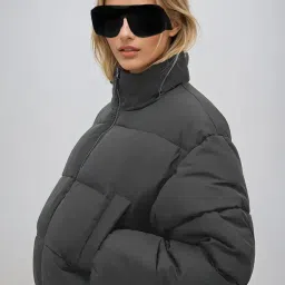 Kotty Black Nylon Regular Fit Casual Jackets image 2