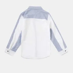 Angel & Rocket Kids White & Blue Cotton Logo Full Sleeves Shirt image 2