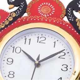 eCraftIndia Handcrafted Papier-Mache 2 Peacocks Decorative Wall Clock image 5