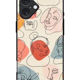 QRIOH iPhone 16 Abstract Faces Glass Back Case image 1
