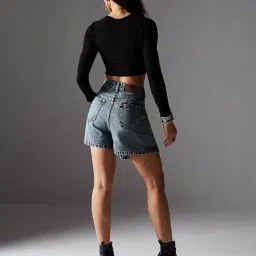 Miss Chase Blue Solid Skorts image 2