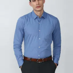 Peter England Blue Cotton Regular Fit Shirt image 1