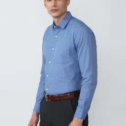 Peter England Blue Cotton Regular Fit Shirt image 3