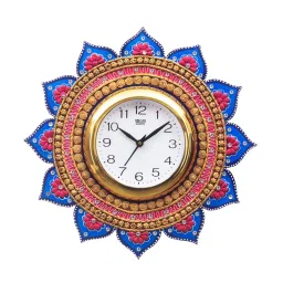 eCraftIndia Handcrafted Ethnic Design Papier Mache Wooden Wall Clock image 2