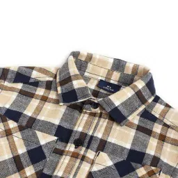 Chicco Boys Medium Brown Cotton Regular Fit Chequered Shirt image 3