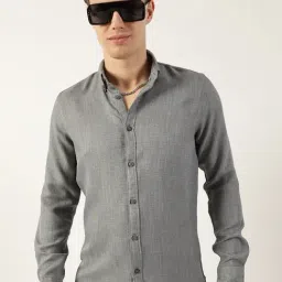 Thomas Scott Grey Slim Fit Solid Casual Shirt-image-4