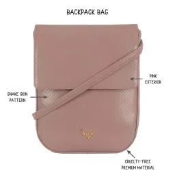 Baggit Pink Textured Small Backpack image 2