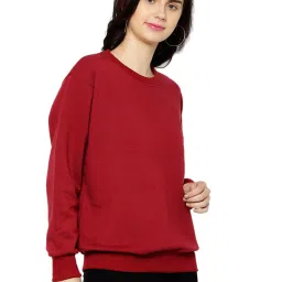 Vimal Jonney Maroon Fleece Regular Fit Sweatshirt image 3