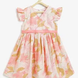 Campana Girls Pink Cotton Floral Casual Dress-picture-44