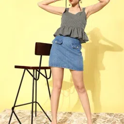 Rare Black Check Peplum Top image 3