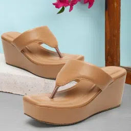 Iconics Women's Beige Thong Wedges-picture-31